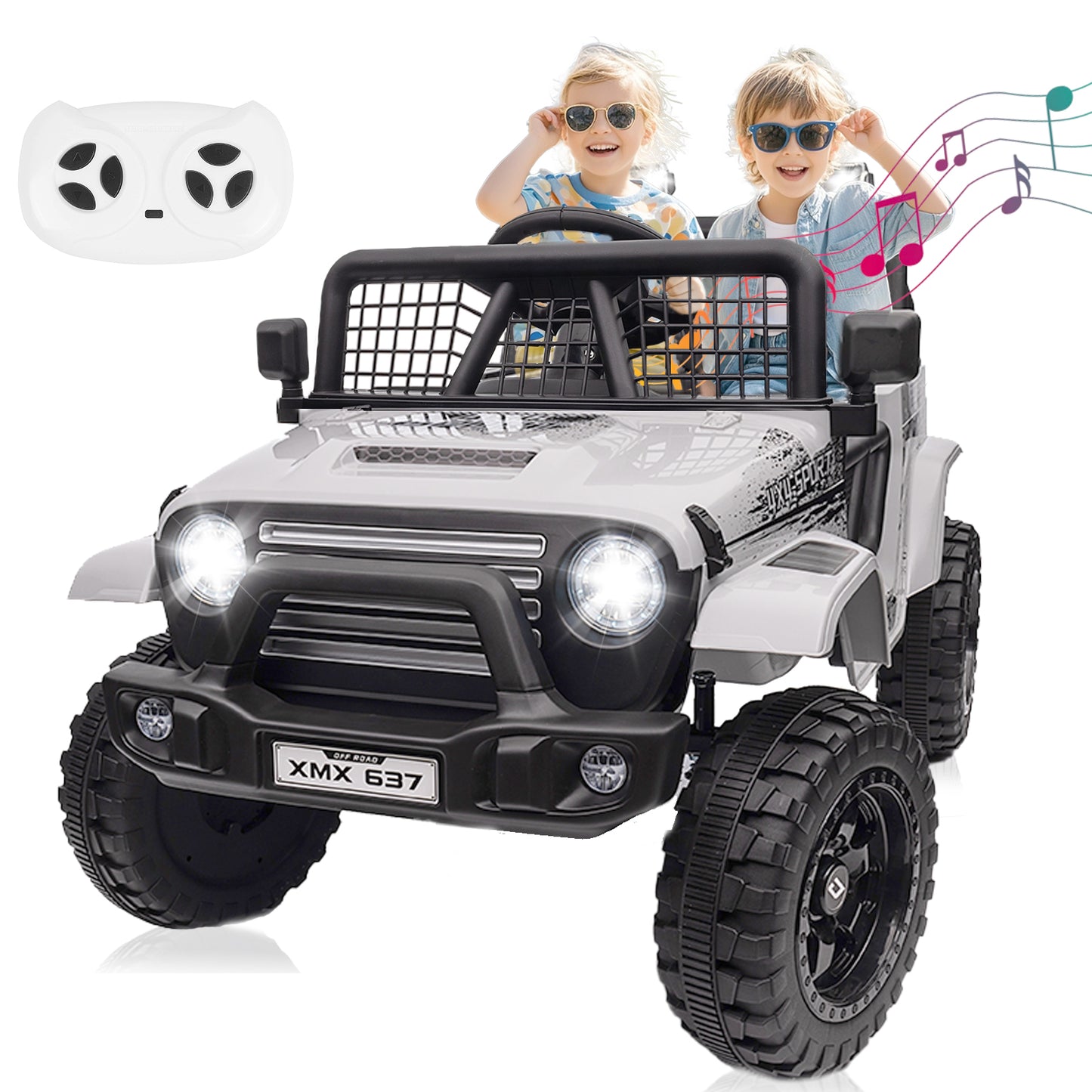 BLISSRIDE 24V Ride On Jeep, Kids 2 Seater Ride On Car Truck w/4WD Motor, Remote Control, 3 Speed, Bluetooth Music, Spring Suspension, LED Light, Kids Electric Car Power Wheels Gift for Boys, Girls - Rose Red