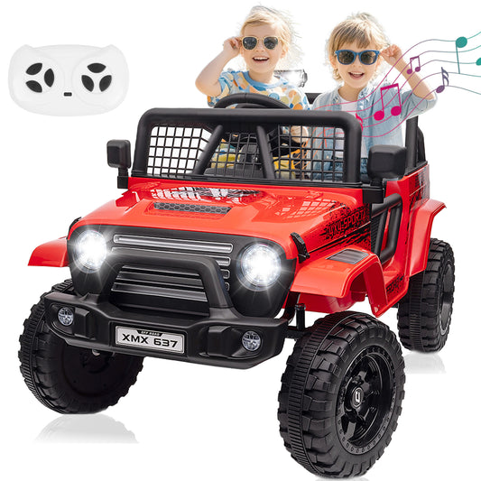 BLISSRIDE 24V Ride On Jeep, Kids 2 Seater Ride On Car Truck w/4WD Motor, Remote Control, 3 Speed, Bluetooth Music, Spring Suspension, LED Light, Kids Electric Car Power Wheels Gift for Boys, Girls - Red