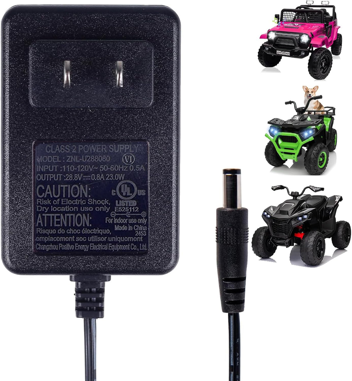24V Charger for Kids Ride On Toys, 24 Volt Replacement Battery Charger Ride-Ons Accessories for 24V Ride on Car ATV Quad